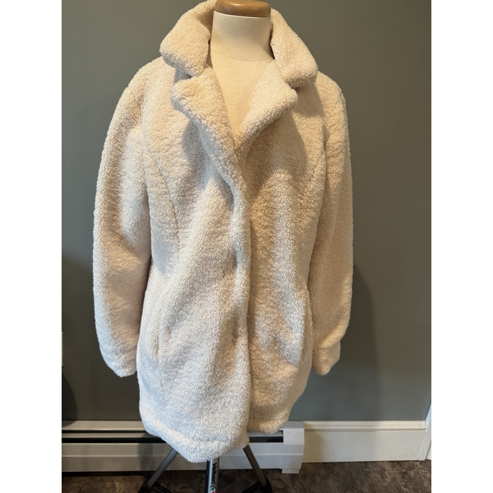Hammacher Schlemmer Sherpa Coat Snap Button  Cotton Blend Lining Women‎ XL EUC